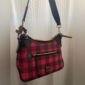 Dooney & Bourke Red and Black Checkered Small Hobo Bag